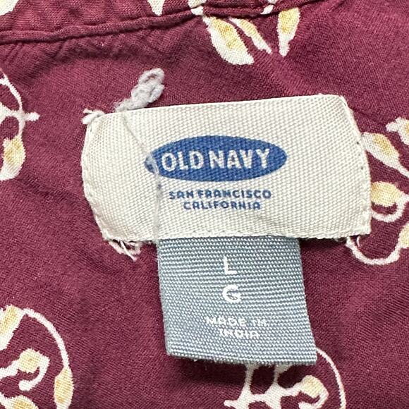 Old Navy Dress Womens Size Large L Burgundy Floral All Over Print 100% Rayon - Picture 8 of 9